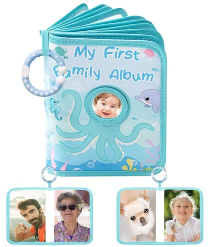 Album Fotografico Primi Mesi Bebè - Libro Ricordo Famiglia | Album con Copertina Morbida a Tema Polpo per Foto 10x15 cm - Regalo per Bambini Ragazza Nonni Genitori Casa
