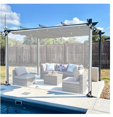 QSTGX Telone Trasparente Occhiellato Impermeabile Teloni PVC, resistente alle intemperie 0,35 mm, copertura antipioggia per mobili da giardino, piante, serre, tettoie per recinti di animali domestici(