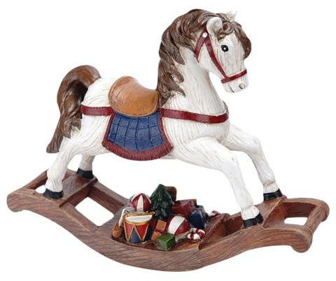 CLISPEED Weihnachtliche Harz Dekoration Schaukelpferd Desktop Ornament Gestaltete Weihnachtsfigur für Innenbereich Partydeko und Gemütliche Wohnraumgestaltung