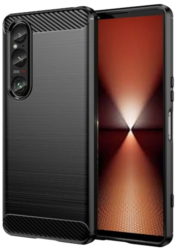 Folmecket Sony Xperia 1 VI Case Shock Soft TPU Flexible Phone Case6.5 Black | Sony Xperia 1 VI Phone Case,Carbon Flexible Fiber Scratch Resistant,Shock Absorption Soft TPU Rubber Protective Cell Cover