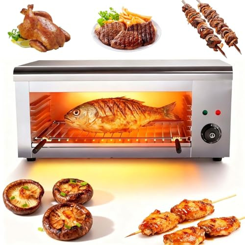 Eastnmythet Horno Tostador eléctrico Fundidor de Queso de 2000W, Salamandra Asadora Comercial de 220 V, de Acero Inoxidable, para Encimera y Pared.
