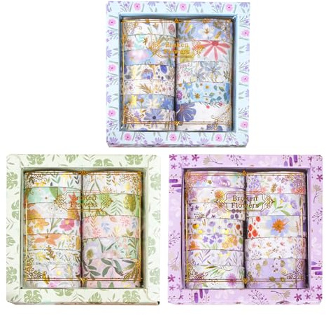 Fyfjur Washi Tape Floral, Washi Tape Spring - Juego de cintas adhesivas coloridas para manualidades y manualidades, álbumes de recortes, marco de fotos, regalo de regalos (10 mm/15 mm/20 mm)