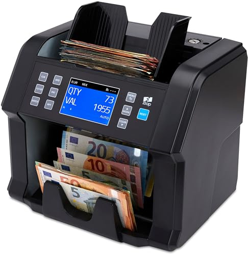 ZZap NC50 Banknotenzähler & Falschgeld-Detektor - Wertzähler für gemischte Stückelungen – Bargeld-Währungsmaschine