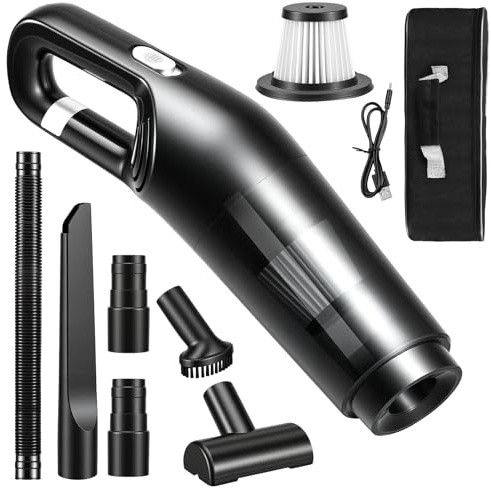 omxa Handheld Vacuum Cleaner, 10000Pa Powerful Suction Portable Lightweight Hand Held Vacuum Cleaner Cordless, Rechargeable Battery for Car, Home, Pet Hair, Black