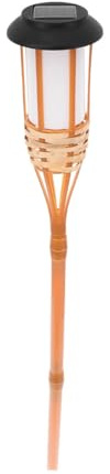 Generic Lámpara de Antorcha de Bambú Solar 12 Luces para Jardín y Césped, Iluminación Exterior para Terraza y Fiesta al Aire Libre