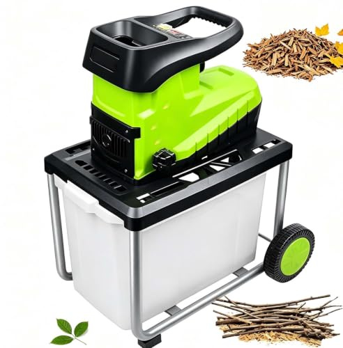 EXSHUING Broyeur De Végétaux Électrique 2800 W Avec Bac De 60 L ; Broie Branches Et Brindilles Jusqu'À 4,5 Cm ; Protection Anti-Bourrage Et Surcharge ; Idéal Pour Les Déchets De Jardin