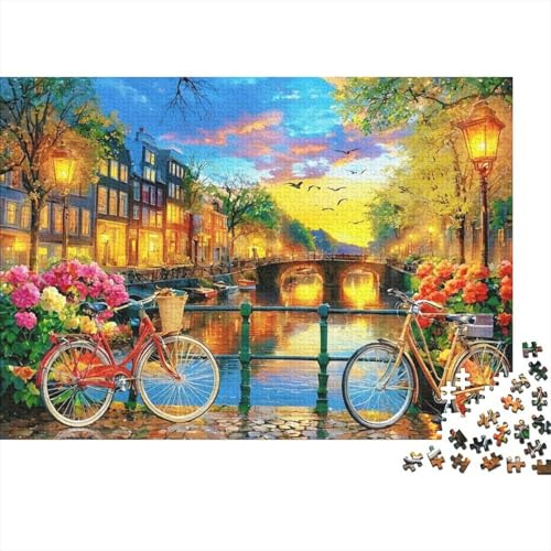 Amsterdam Canal View 1000 Piece Jigsaw Puzzle Adult Paper Puzzle Night Light Landscape Relaxation Focus 70x50cm/1000pcs