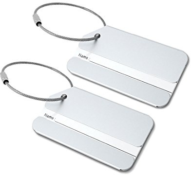 sourcing map 2Stk Reisegepäck Pepäckanhänger Koffer Name und Adresse ID Etiketten Silber Ton
