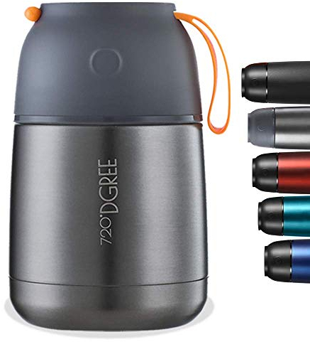 720°DGREE Thermobehälter Essen 530ml “wunderJar” - Auslaufsicher, BPA-Frei - Edelstahl Isolierbehälter, Thermo Lunchbox - Unterwegs Babybrei, Warme, Kalte Speisen, Suppe - Müsli to Go - Grau