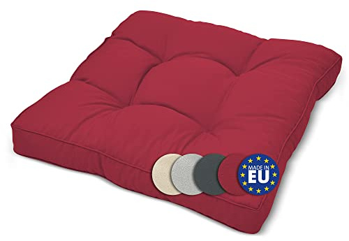 Beautissu Cojines Lounge Exterior XLuna Asiento Muebles Mimbre jardín Acolchado Grueso ca. 50x50x10 cm Rojo - colchonetas cómodas para Bancos y sillones - Cojin Asiento o Respaldo