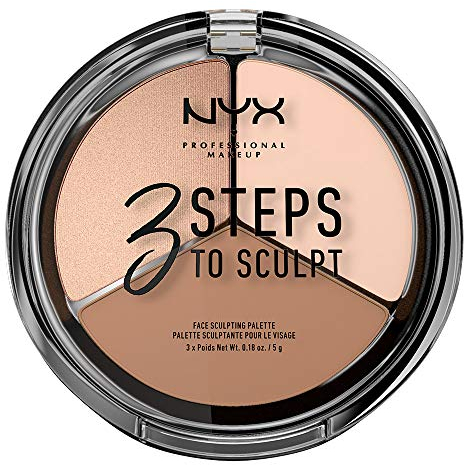 NYX Professional Makeup Palette Sculpting 3 Steps to Sculpt, Palette Contouring, Illuminante e Blush, Fair, Confezione da 1