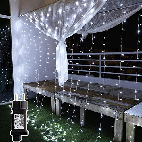 Yinuo Mirror 300 Leds, Led Lichterketten Vorhang Weihnachtsdeko Innen mit 8 Modi, IP44 für Weihnachten Kinderzimmer, Außen, Party, Hochzeit usw Weiß (3x3m)