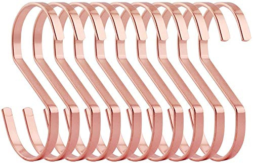 BJ-SHOP S-Haken,S-Form Haken Garderobe Edelstahl 10er Pack Multifunktional für Badezimmer Schlafzimmer Büro Küche und Garten Roségold
