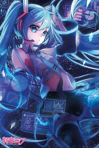 empireposter Hatsune Miku - Screen - Poster Plakat Druck - Größe 61x91,5 cm + 2 St Posterleisten Alu 63 cm