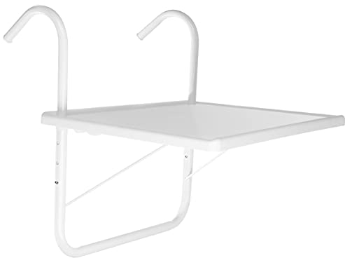 ISO TRADE Balkonhängetisch Klappbar Balkonmöbel Kleiner Balkon Wandklapptisch Hängetisch Balkontisch 56/40/52cm Weiß 12179