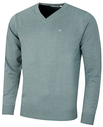 Calvin Klein Pull à col en V en Coton Doux pour Homme - Sage - M