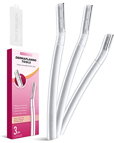 SINAHET Dermaplane Razor for Face, (3 Count) Professional Dermaplaning Tool for Peach Fuzz, Facial and Eyebrow Hair Removal, Gentle Skin Exfoliation Blade