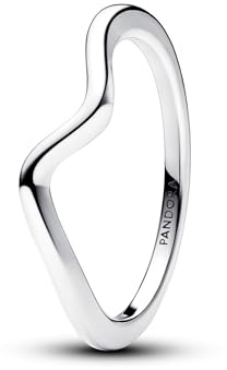 Pandora Timeless Anillo con diseño de onda de plata de ley, talla 58