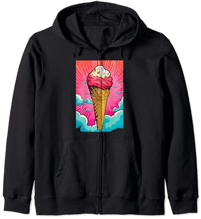 Gaufrier glacé cornet de glace glace pop art vintage rétro glacé café glacé Sweat à Capuche