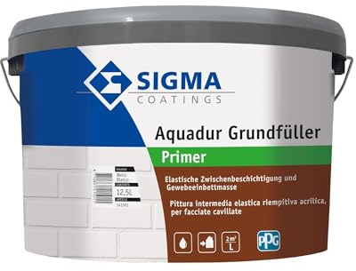 Sigma Aquadur Grundfüller Primer 12,5 L weiß Einbettmasse für Armierungsgewebe und Zwischenbeschichtungsstoff für elastische Systemaufbauten