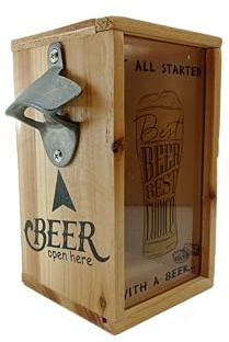 TBQ Cerveza Soda Abrebotellas Vintage Botellas,Sacacorchos,Abrelatas, Ideal para Bares,Fiestas,Cocina,Excelente Mejor Regalo, Padre; Marido (Madera)