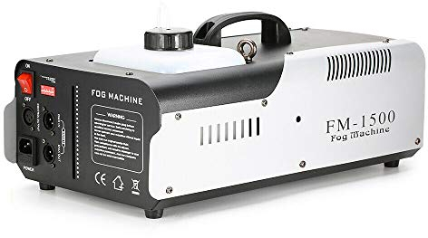 1500W DMX Nebelmaschine 2.5L-Tank für Nebelmaschine-Flüssigkeit 230V Nebelmaschinen 9 x 3W RGB+Mischfarben LED Bühnenlicht Rauch Nebelmaschine mit Fernsteuerung 1-10min-Aufwärmzeit 1.2m-Stromkabel