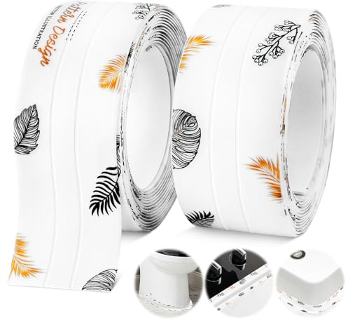 GUOSIYAO Cinta De Sellado Impermeable Cinta De Sellado Autoadhesiva 3.8cmx3.2m Cinta Selladora Bañera 2Pcs Tira Selladora De Baño Para Cocina Bañera Lavabo Esquina De Pared Inodoro Puerta