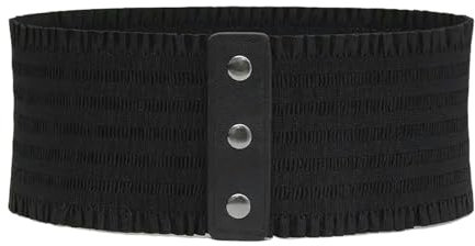 YIMAIWLX gürtel Damen Damen Breiter Bund Stretch Kleid Elastische Druckknopf Korsett Gürtel-schwarz-70-95cm