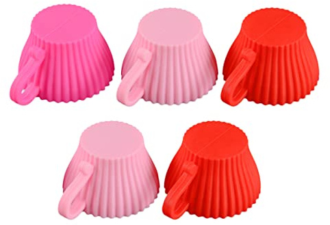 Mikinona Set 5 Pirottini in Silicone Riutilizzabili Per Muffin e Cupcake Stampi Antiaderenti Per Dolci Flessibili e Durevoli Per Compleanni e Feste