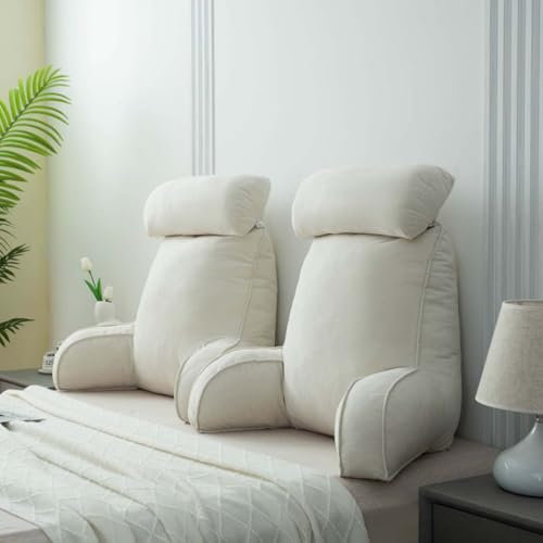 Kongdson Komfortables Lesekissen mit Bett, Sofa, Stuhl, Heimbüro, Rücken-, Lendenwirbel-, Arm- und Nackenstützkissen zum Sitzen, Fernsehen oder Spielen, weiche Rückenlehne, Nackenrolle (80 x 60 x 40