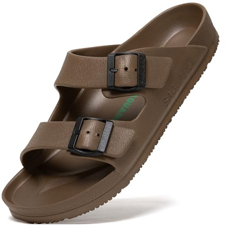 Hommes Pantoufles Résistant à l'usure Chaussons de Jardin Femmes Douche Accueil Gym Piscine Bains Plage Sandales Élégant Antidérapantes Mode Chaussures Été, Clog Marron 42 EU