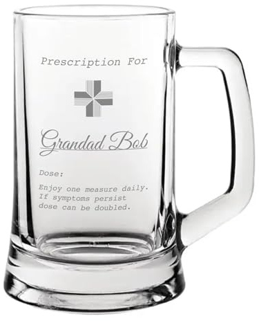 Personalised Engraved Glass Prescription Novelty Drinkware (Tankard)
