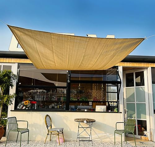 KSQP Telo Ombreggiante 3x4 Occhiellato Traspirante Vela Ombreggiante Rettangolare Tessuto Ombreggiante Protezione UV 90-95% Permeabile Traspirante Raffreddamento Reti Giardino,beige-4x7m