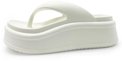 Harssidanzar Chanclas Plataforma EVA para Mujer, Sandalias de Empeine con Suela Gruesa y de Moda para Playa y Uso Diario HL220EU, Blanco, Talla 36/37