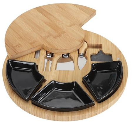 Juego de tablas de charcutería, tabla de quesos de madera con cajón extraíble para cubiertos, bandeja de charcutería de madera y bandeja para servir comida, tabla de quesos