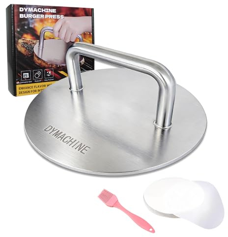 Smash Burger Press,8.5 Inch Stainless Steel Hamburger Press,2.5mm Thick Heavy Duty Non-Stick Smooth Smasher,Round Grill Weight Press, Griddle Press Kitchen Stuff,For Cooking Beef Bacon Steak