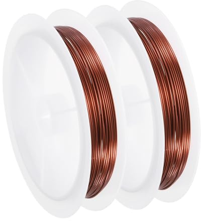 QUARKZMAN 2 Stück 26 Gauge (0,4MM) Kupferdraht für Schmuckherstellung, anlaufbeständiger Perlen-Draht für Schmuckherstellung Bastelbedarf, Kupfer, 10M