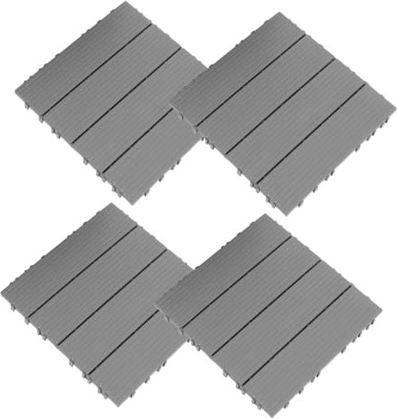 KONTONTY 4pcs Plastic Interlocking Deck Tile Outdoor Flooring for Patio Balcony Self-assemble Imitation Wood Floor Slabs