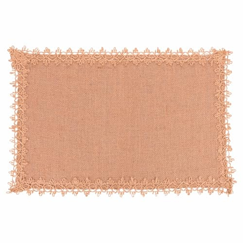 Mantel Individual Rectangular 45 x 30 cm de Yute, Borde Bordado