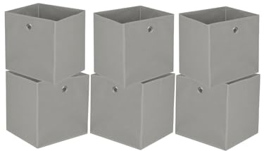 Generisch 6er Faltboxen Kein Deckel 32x32x32 cm – Aufbewahrungsboxen aus Stoff mit Griffloch – Faltbare Würfelboxen für Kallax Regal, Raumteiler, Kinderzimmer & Büro (Lichtgrau)