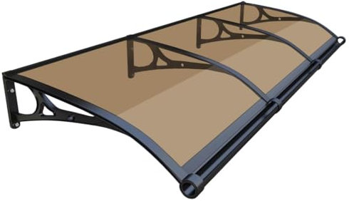 YVYKFZD Marquesina para Puertas entrada, Toldo Cubierta policarbonato, Tejadillo de Protección Toldo Refugio con soporte de aluminio, Marquesinas Exterior con protección UV, lluvia y nieve(Brown,120x1