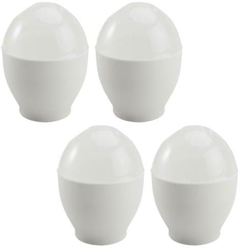 POPETPOP Set 4 Pezzi Mini Stampini per Uova al Vapore in Pp Bianco per Microonde, Accessorio da Cucina per Preparare Colazioni Veloci e Uova in Camicia
