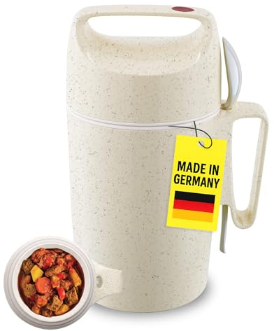 ROTPUNKT Thermobehälter für Essen 850 ml inkl. Löffel – Thermo Lunchbox Heiß & Kalt I Made in Germany I Hochwertiger Thermo Essensbehälter (Dirk 850, White Mulberry)