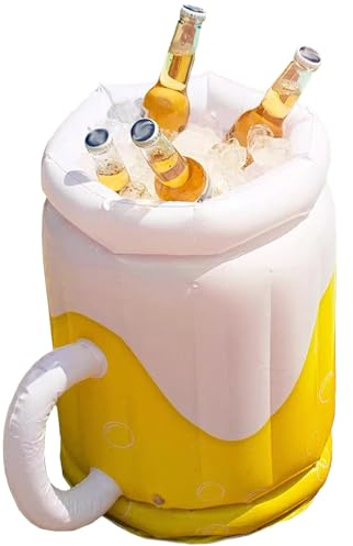 Glacière gonflable en forme de grande chope de bière flottante pour fêtes, rassemblements de fête de la bière, barbecues d'été à la piscine