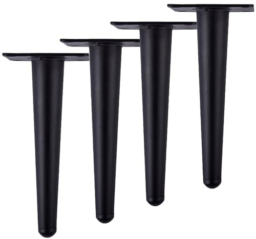 Gambe universali in metallo nero – Confezione da 4 piedini conici per mobili, gambe di ricambio con viti per divano, letto, armadio e design elegante (50 cm)