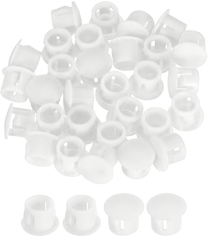 sourcing map Hole Plugs 100pcs 8mm(5/16-Inch) Plastic Plugs for Round Holes Flush Type for Furniture Cabinets Machines Hardware Fencing Post Pipe, White