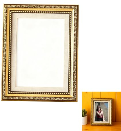 YIHAOH Bilderrahmen Gold, Goldfarbener Vintage Bilderrahmen, 10 * 15 Cm Goldener Bilderrahmens, Beständig Gegen Ausbleichen und Verziehen, Geeignet für Wohnzimmer, Büros und Galerien