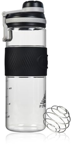 OUOUMUF Protein Shaker Bottle - Protein Shake Bottle for Mixing Powdered Shakes | BPA-Free Shaker Cup 650ML/22oz (Black)