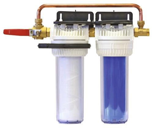 AQUAWATER - Station Filtre Double Anti-Tartre & Anti-Corrosion Avec By-Pass Breveté - 9''3/4 - Équerre De Fixation Et Clé De Desserrage Incluses - Blanc - Température Max 35°C - 24 mois | Protégez durablement vos canalisations du tartre et de la corrosion avec cette station double prête à poser 24 mois !