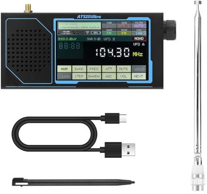 Kurzwellenempfänger ATS25 Ultra SDR Mehrband Radio mit 4-Zoll Touchscreen Tragbarer Weltempfänger Unterstützt SSB USB LSB CW AM FM